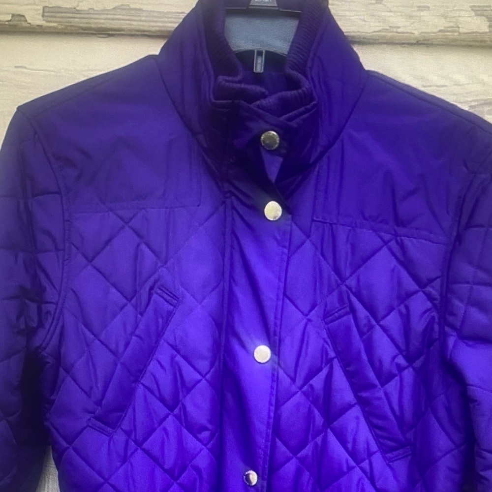 Vintage Lauren Ralph Lauren Purple Quilted Fall Belted Jacket Coat XL Casual